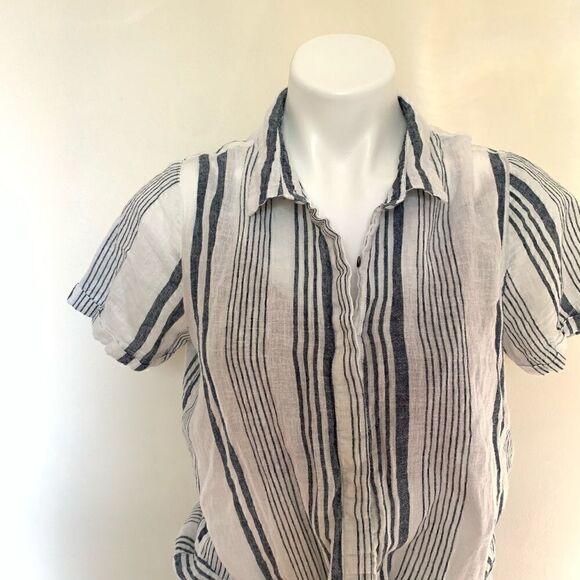 Universal Thread Linen Striped Knot Front Tee - Picture 4 of 8